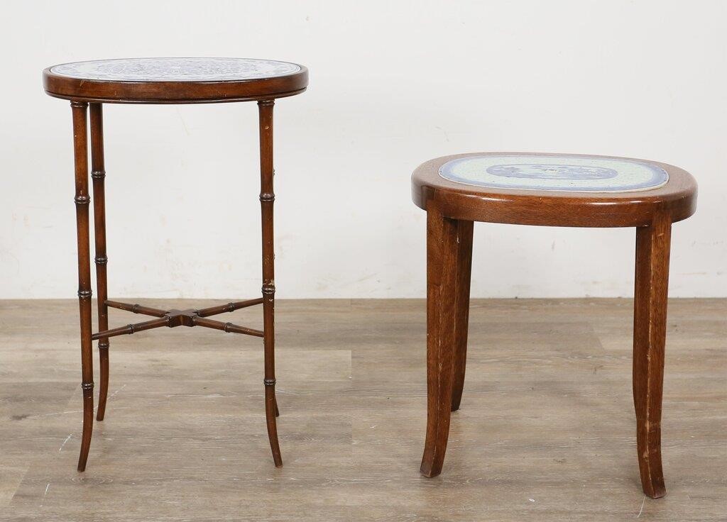 TWO CHINESE PORCELAIN DRAIN TRAYS