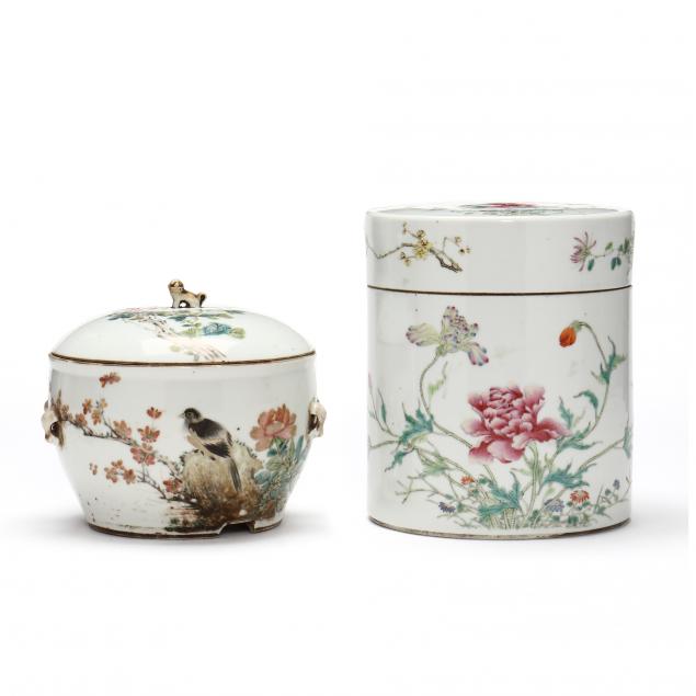 TWO CHINESE PORCELAIN FAMILLE