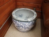TWO CHINESE PORCELAIN FISHBOWL