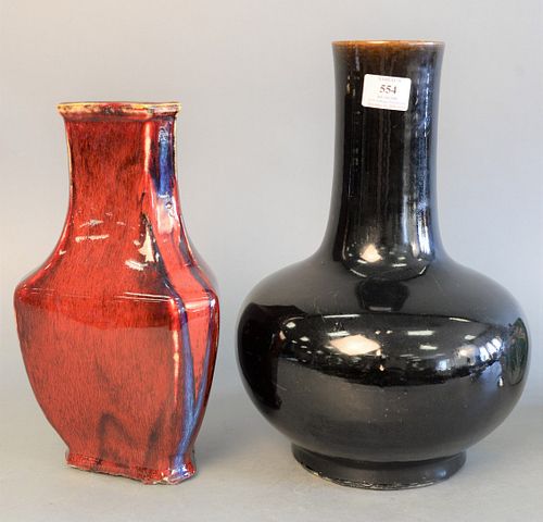 TWO CHINESE PORCELAIN GLAZED VASES,