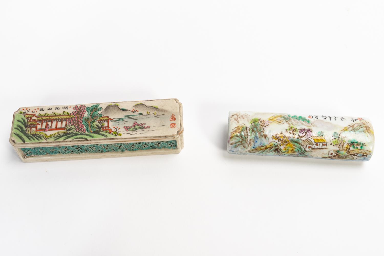TWO CHINESE PORCELAIN LANDSCAPE