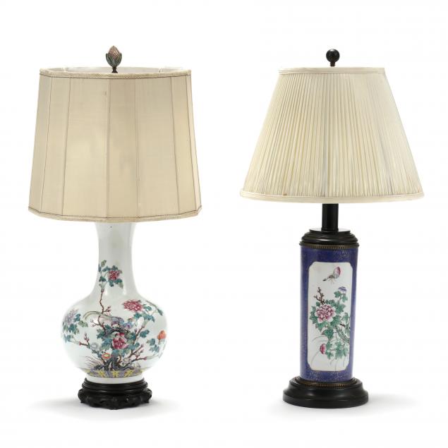 TWO CHINESE PORCELAIN VASE LAMPS 