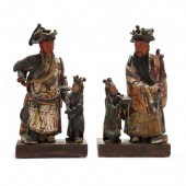 TWO CHINESE POTTERY FIGURAL SC