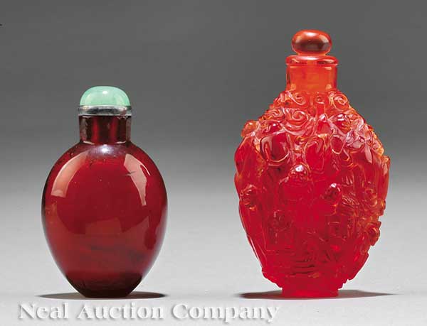 Two Chinese Red Amber or Amber Like