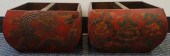TWO CHINESE RED LACQUER BUCKET