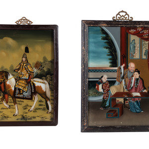 Two Chinese Reverse Glass Paintings