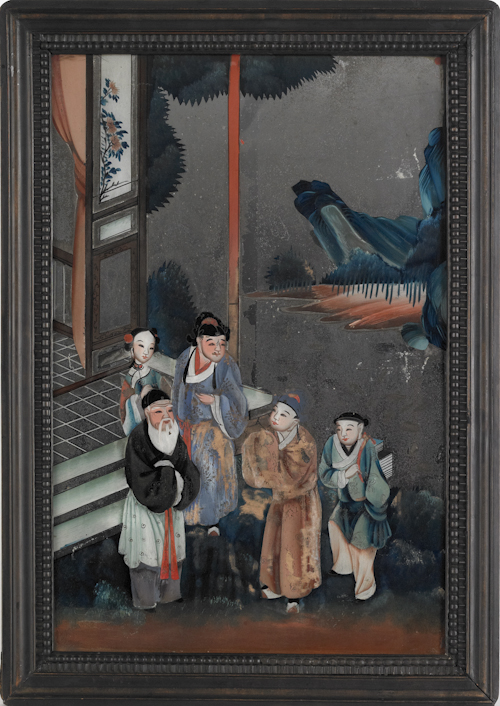 Two Chinese reverse paintings on