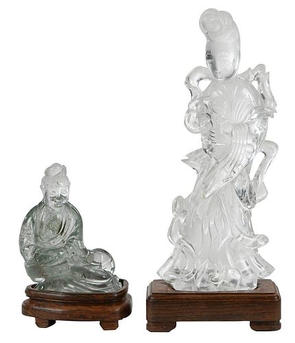 TWO CHINESE ROCK CRYSTAL FIGURES,