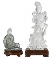 TWO CHINESE ROCK CRYSTAL FIGUR