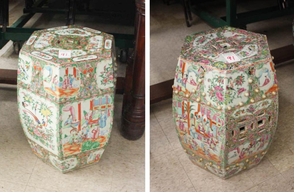 TWO CHINESE ROSE CANTON PORCELAIN