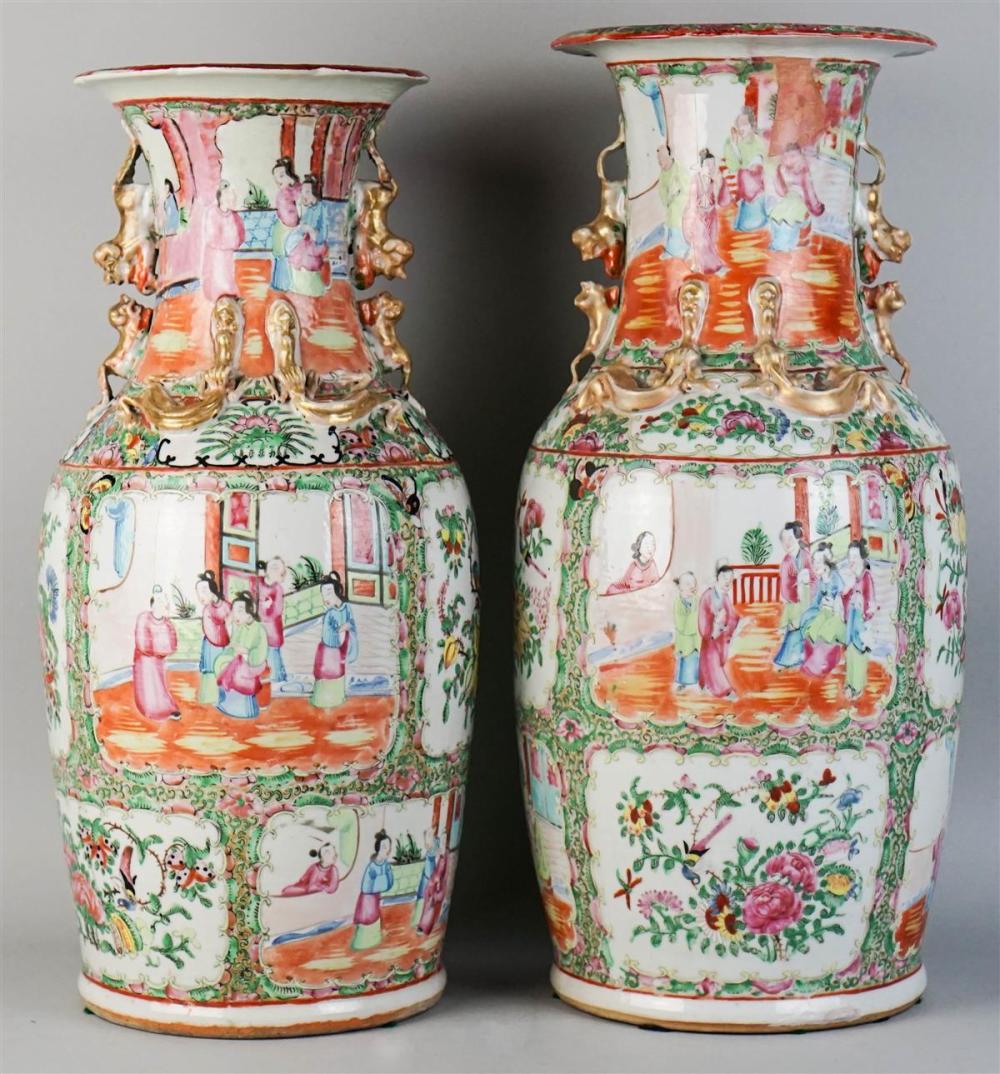 TWO CHINESE ROSE MEDALLION VASES,