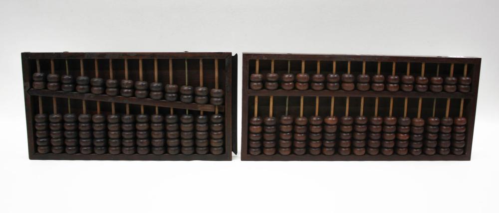 TWO CHINESE ROSEWOOD ABACUSES IN