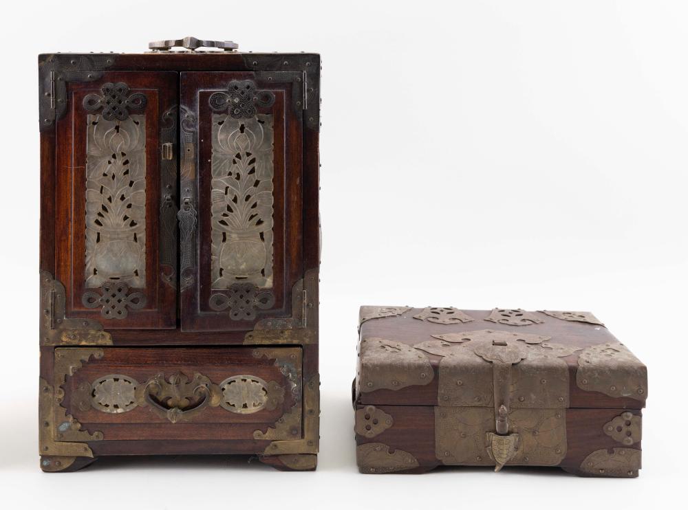 TWO CHINESE ROSEWOOD BOXES