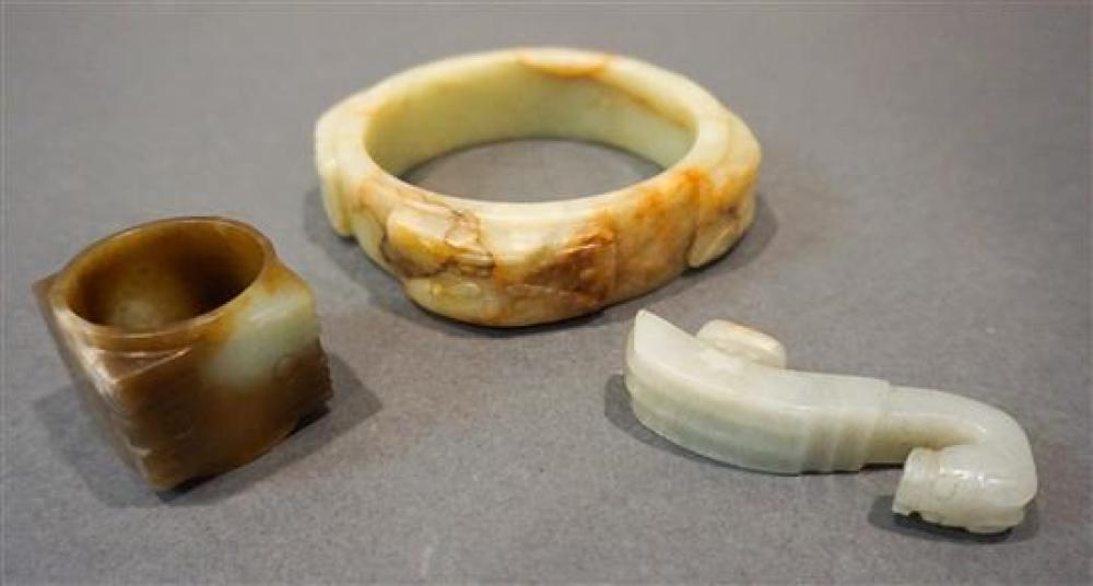 TWO CHINESE RUSSET CELADON JADE