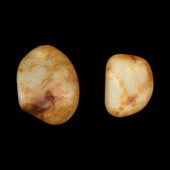 Two Chinese Russet Jade Pebble