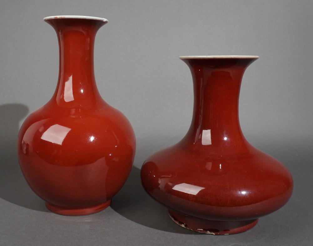 TWO CHINESE SANG DE BOEUF PORCELAIN