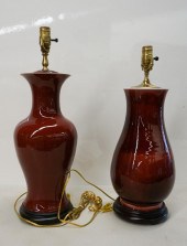 TWO CHINESE SANG DE BOEUF VASE