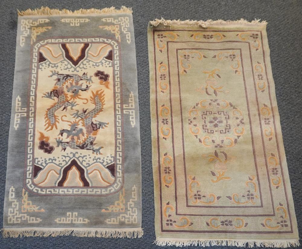 TWO CHINESE SCULPTURED RUGS,