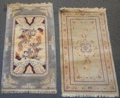 TWO CHINESE SCULPTURED RUGS, L