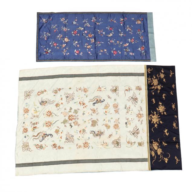 TWO CHINESE SILK EMBROIDERED PANELS