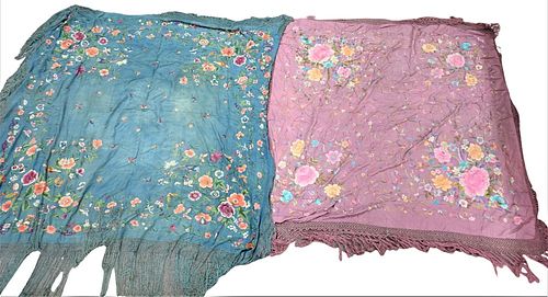 TWO CHINESE SILK EMBROIDERED