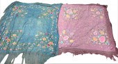 TWO CHINESE SILK EMBROIDERED P