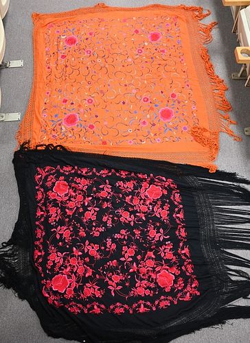 TWO CHINESE SILK EMBROIDERED