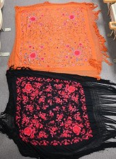 TWO CHINESE SILK EMBROIDERED P