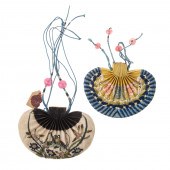 TWO CHINESE SILK XIANGNANG SAC
