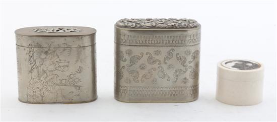 Two Chinese Silvered Metal Tea