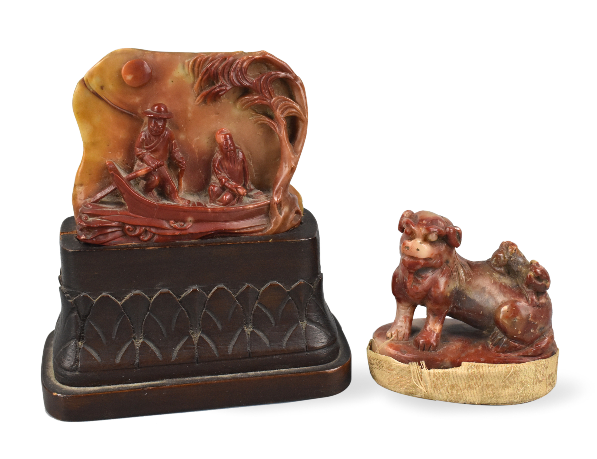 TWO CHINESE SOAP STONE SEAL