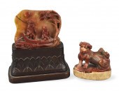 TWO CHINESE SOAP STONE SEAL ST