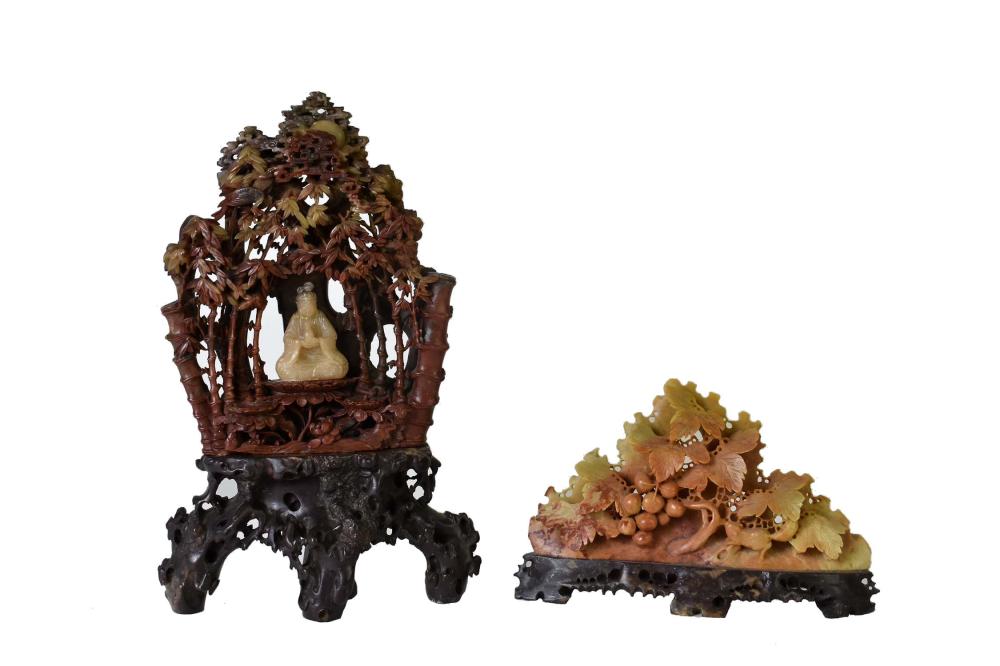 TWO CHINESE SOAPSTONE CARVINGSThe