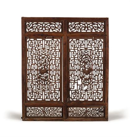 Two Chinese softwood lattice window