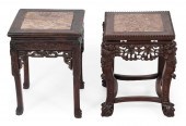 TWO CHINESE SQUARE TABORETS WI
