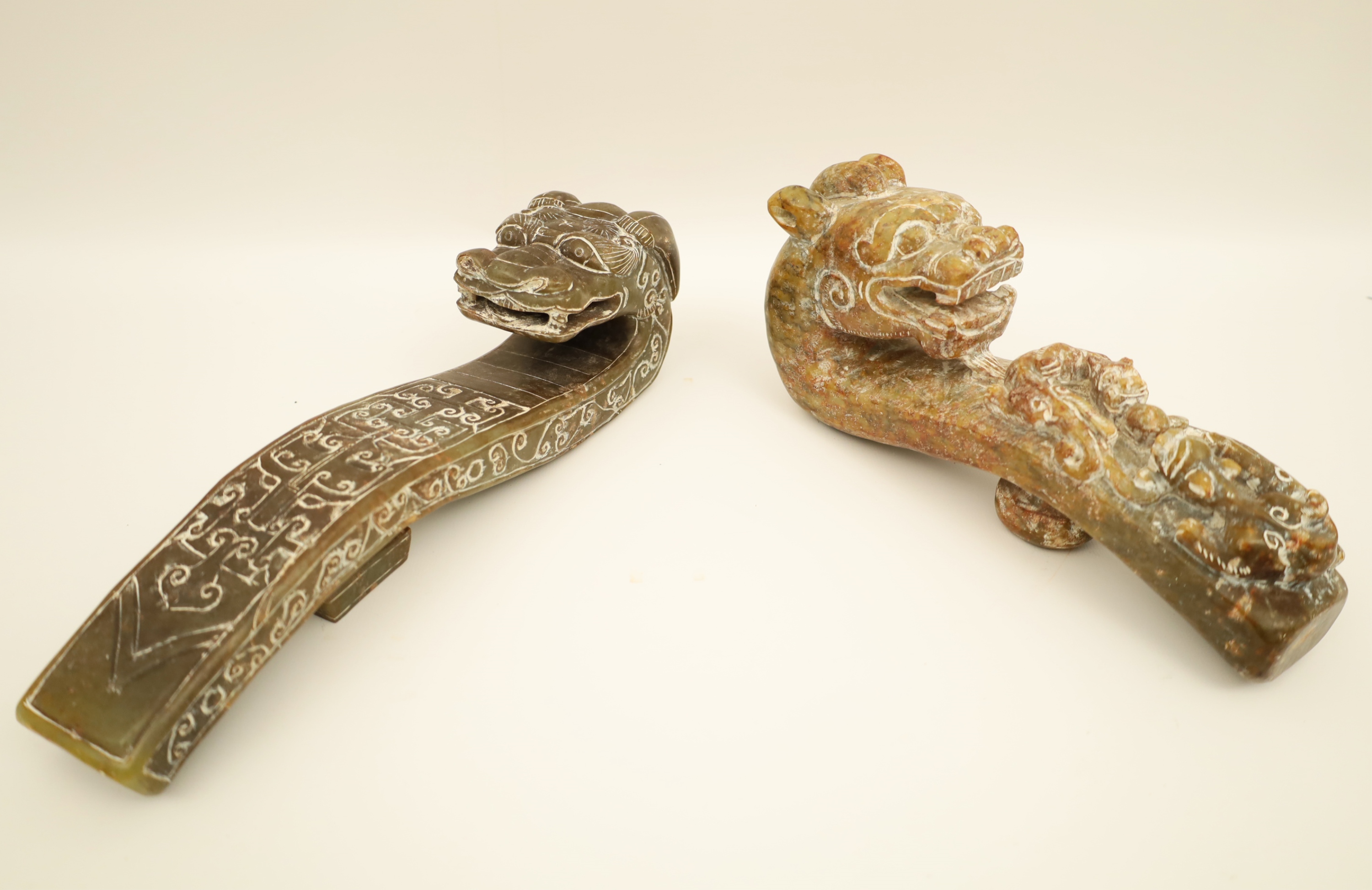 TWO CHINESE STONE TEMPLE CARVINGS