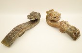 TWO CHINESE STONE TEMPLE CARVI