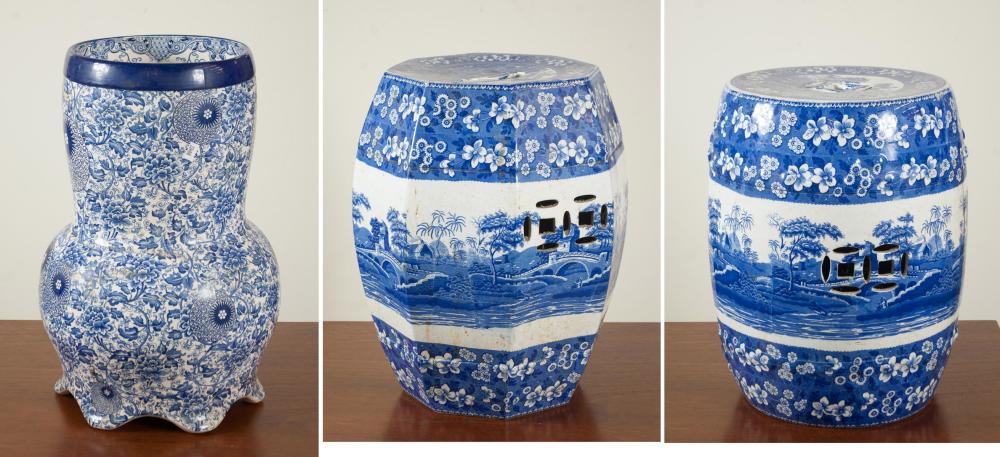 TWO CHINESE-STYLE BLUE AND WHITE