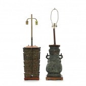 TWO CHINESE STYLE BRONZE VASE
