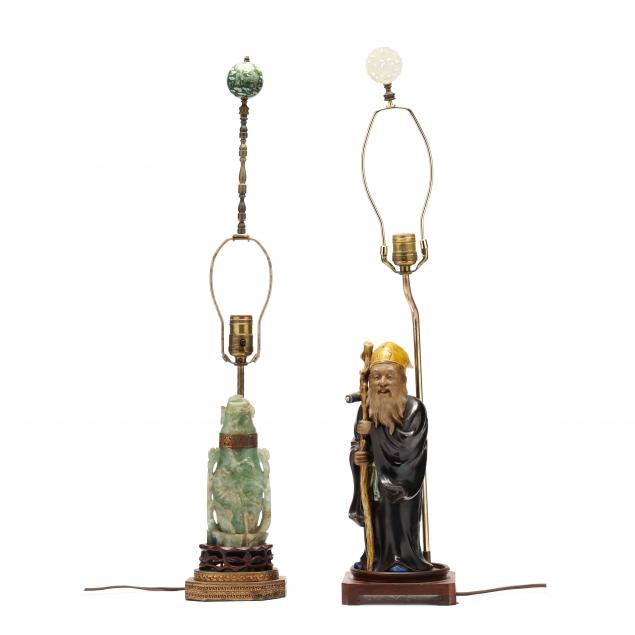 TWO CHINESE TABLE LAMPS 19th