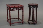 TWO CHINESE TEAK MINIATURE TAB