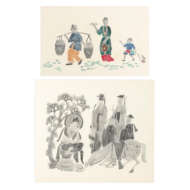 TWO CHINESE TEMPLE RUBBINGS