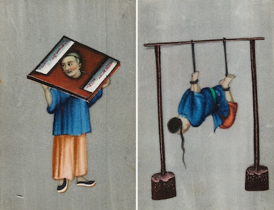 Two Chinese Torture Paintings on