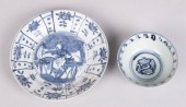 TWO CHINESE UNDERGLAZE BLUE AN