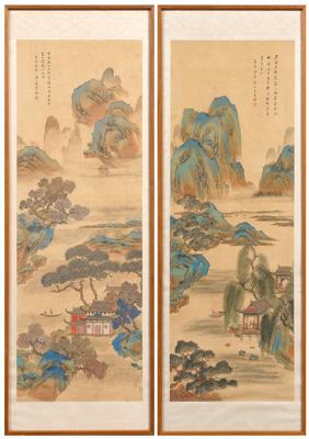 Two Chinese wall scrolls: ink and