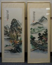 TWO CHINESE WATERCOLOR AND EMB