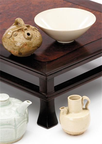 Two Chinese white-glazed and one