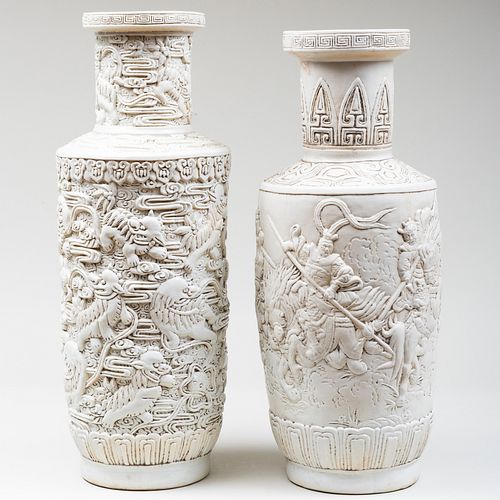 TWO CHINESE WHITE GLAZED