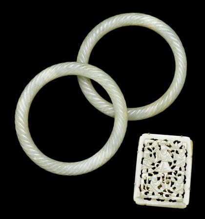 Two Chinese white jade bangles