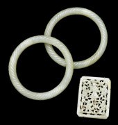 Two Chinese white jade bangles